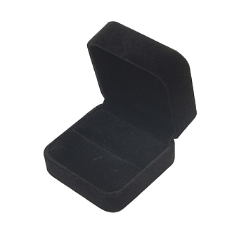 Square Velvet Ring Storage Boxes, Jewerly Gift Case for Ring, Black, 70x70x40mm