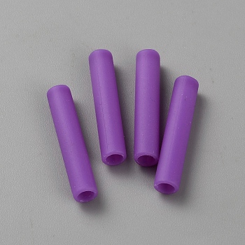 Plastic Aglets for Shoelaces, Shoelace Tips Head, Column, Medium Orchid, 25x4.5mm, 4pcs/set