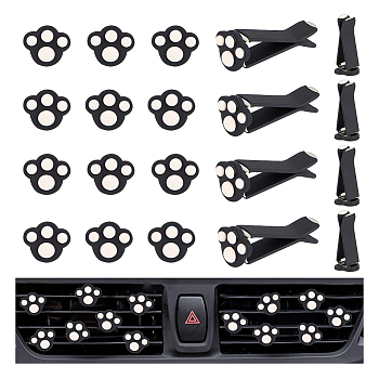 Cat Claw Print Opaque Resin Car Air Vent Clips, Cute Automotive Interior Trim, with Magnetic Ferromanganese Iron & Plastic Clip, Black, 32mm, 20pcs/set