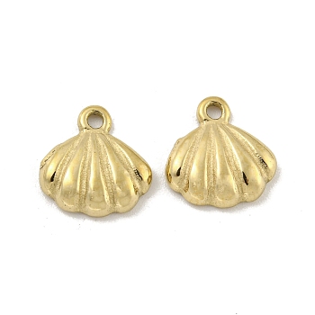 304 Stainless Steel Charms, Shell Shape Charm, Real 14K Gold Plated, 9.5x9.5x2mm, Hole: 1.2mm
