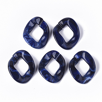Acrylic Linking Rings, Quick Link Connectors, For Curb Chains Making, Imitation Gemstone Style, Twist, Dark Blue, 36x35x7mm, Inner Diameter: 16x14mm, about: 135pcs/500g