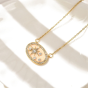 Brass Micro Pave Cubic Zirconia Star Oval Pendant Necklaces, Real 18K Gold Plated, Clear, 19.13 inch(48.6cm) long+60mm extender