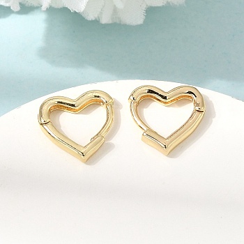 Brass Huggie Hoop Earrings, Heart, Real 16K Gold Plated, 12x12x2.5mm
