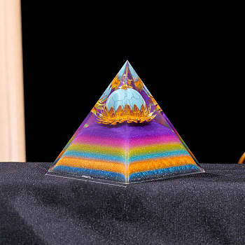 Resin Orgonite Pyramid Display Decorations, with Synthetic Turquoise, for Home Office Desk, 60mm