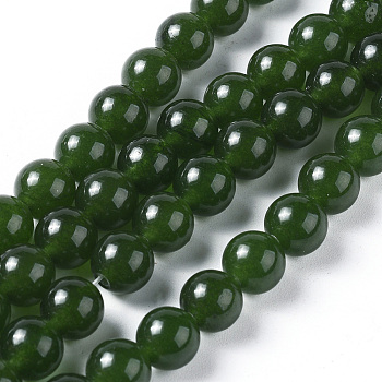 Natural White Jade Beads Strands, Dyed, Imitation Taiwan Jade, Round, 10mm, Hole: 1.2mm, about 38pcs/strand, 15.1 inch(38.5cm)