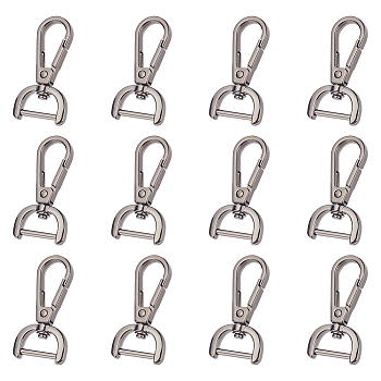 WADORN 12Pcs 2 Styles Alloy Swivel Lobster Claw Clasps, with Iron Screws Swivel Snap Hook, for Bag Making, Gunmetal, 47~47.5x24.5~27.5x6~7mm, Hole: 20.5x10.5~11.5mm, 6pcs/style