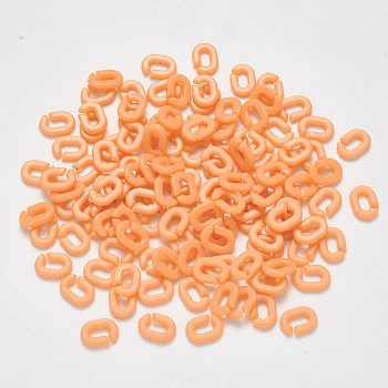 Opaque Acrylic Linking Rings, Quick Link Connectors, For Cable Chains Making, Oval, Coral, 9x6.5x2mm, Inner Diameter: 5mm