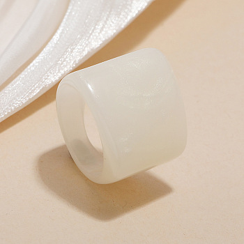 Rectangle Acrylic Finger Rings for Women, White, Inner Diameter: 17mm