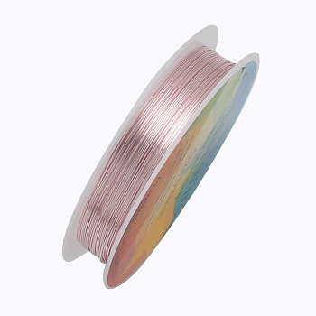 Round Copper Jewelry Wire, Pink, 24 Gauge, 0.5mm, about 26.24 Feet(8m)/roll