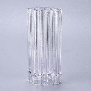 Plastic Candle Molds, for Candle Making Tools, Cuboid Rib Shape, Clear, 53x53x121.5mm, Inner Diameter: 44x44mm
