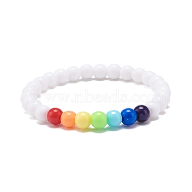 2Pcs 2 Colors Acrylic Round Beaded Stretch Bracelets Set for Kids(BJEW-JB08555-02)-4