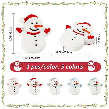 Craspire 20шт. 5 цвета снеговика рождественская тема пищевые экологически чистые силиконовые бусины(SIL-CP0001-05)-2