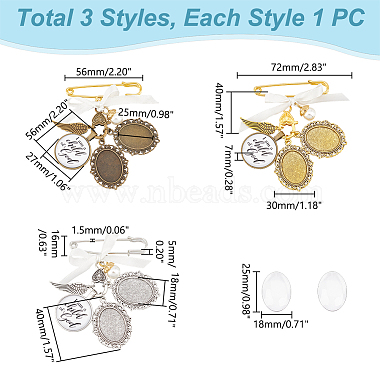 DIY Oval Blank Dome Wedding Bouquet Photo Charms Alloy Brooche Making Kit(JEWB-AB00030)-3