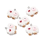 Opaque Resin Pendants, with Platinum Tone Iron Loops, Sheep, White, 23.5x25x5mm, Hole: 2mm