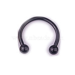 303 Stainless Steel Circular/Horseshoe Barbell Nose Rings, Nose Piercing Jewelry for Women, Black, Inner Diameter: 8mm, Pin: 1.2mm, 17 Gauge(WG86D19-07)