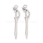 304 Stainless Steel Pendants, Sword, Stainless Steel Color, 47x9.5x4mm, Hole: 2.2mm(STAS-N114-58P)