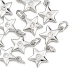 SHEGRACE Brass Micro Pave Clear Cubic Zirconia Charms, Cadmium Free & Nickel Free & Lead Free, Star Charms, Real Platinum Plated, 9.5x8x2mm, Hole: 2mm(XGRQ2O468-430P)