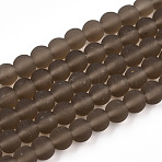 Transparent Glass Beads Strands, Frosted, Round, Gray, 4~4.5mm, Hole: 0.8mm, about 97~99pcs/strand, 14.76 inch~14.96 inch(37.5~38cm)(GLAA-T032-T4mm-MD02)