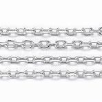 Tarnish Resistant 304 Stainless Steel Cable Chains, Diamond Cut Chains, Soldered, Faceted, with Spool, Oval, Stainless Steel Color, 2.5x1.7~1.8x0.5mm, about 65.61 Feet(20m)/roll(CHS-H009-01P)