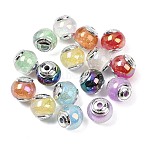 Transparent Resin Beads, Rondelle, with Glitter Powder and CCB Plastic Findings, Mixed Color, 12x11.5mm, Hole: 2.5mm(RESI-P046-15A-M)