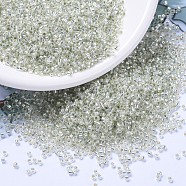 MIYUKI Delica Beads, Cylinder, Japanese Seed Beads, 11/0, (DB1431) Silver Lined Pale Moss Green, 1.3x1.6mm, Hole: 0.8mm, about 10000pcs/bag, 50g/bag(SEED-X0054-DB1431)