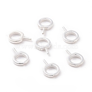 925 Sterling Silver Screw Eye Peg Bails, Ring, Silver, 9x6x1mm, Hole: 4mm, Pin: 0.6mm(STER-D035-42S)