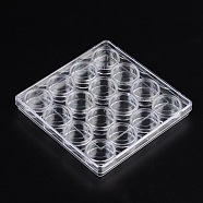 Plastic Bead Containers, Seed Beads Containers, 16 Compartments, Clear, about 13.0cm long, 20mm thick, Capacity: 5ml(0.17 fl. oz)(X-C124Y)