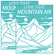 Self-Adhesive Silk Screen Printing Stencil, for Painting on Wood, DIY Decoration T-Shirt Fabric, Turquoise, Mountain, 280x220mm(DIY-WH0338-282)