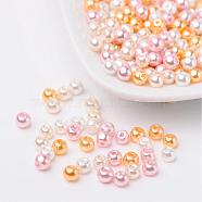 Barely Pink Mix Pearlized Glass Pearl Beads, Mixed Color, 4mm, Hole: 1mm, about 400pcs/bag(HY-X006-4mm-01)