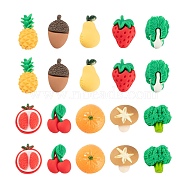 Autumn Theme 100Pcs 10 Style Resin Cabochons, Imitation Food, Orange & Mushroom & Starfish & Acorns & Cabbage & Broccoli & Pineapple & Strawberry & Pomegranate & Cherry & Pear, Mixed Color, 10pcs/style(CRES-LS0001-06)