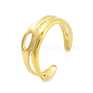 Real 18K Gold Plated 304 Stainless Steel Open Cuff Rings for Women, Oval, 3~6.8mm, Inner Diameter: Adjustable(RJEW-B061-01G-05)