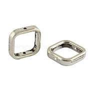 Square Tibetan Style Alloy Beads Frames,  Cadmium Free & Lead Free, Antique Silver, 14x14x3mm, Hole: 1mm(TIBEB-1072-AS-LF)