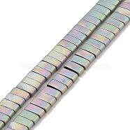 Electroplated Frosted Non-magnetic Synthetic Hematite Beads Strands, Rectangle, 2-Hole, Rainbow Plated, 5x2x2mm, Hole: 0.8mm, about 193pcs/strand, 8.27 inch(21cm)(G-G089-A01-13)