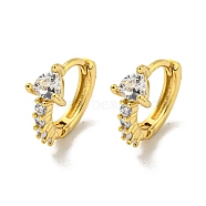 Brass Micro Pave Cubic Zirconia Hoop Earring, Real 18K Gold Plated, Clear, 14x6.5mm(EJEW-C088-22G-01)