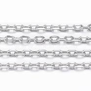 304 Stainless Steel Cable Chains, Diamond Cut Chains, Soldered, Faceted, with Spool, Oval, Stainless Steel Color, 2.5x1.7~1.8x0.5mm, about 65.61 Feet(20m)/roll(CHS-H009-01P)