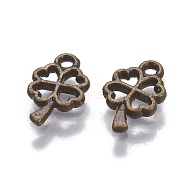 Tibetan Style Alloy Charms, Cadmium Free & Nickel Free & Lead Free, Clover Charm, Antique Bronze, 10x6x1mm, Hole: 1mm, about 5200pcs/1000g(TIBEP-A24591-AB)