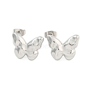 Non-Tarnish Butterfly 304 Stainless Steel Ear Studs, Stud Earrings for Women, Stainless Steel Color, 13x17mm(EJEW-L290-031P)