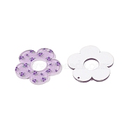 Flower Theme Printed Acrylic Pendants, Lilac, 33.5x33.5x2mm, Hole: 1.6mm(OACR-T028-06C)