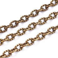 Iron Textured Cable Chains, Unwelded, with Spool, Antique Bronze, 4.2x3x0.8mm, about 328.08 Feet(100m)/roll(CH-0.8YHSZ-AB)