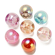 UV Plating Rainbow Iridescent Acrylic Beads, Round, Top Drilled, Mixed Color, 20x20x20mm, Hole: 3mm(X-OACR-G012-06)