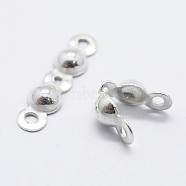 925 Sterling Silver Bead Tips Knot Covers, Silver, 14x3.5x2mm, Hole: 1mm, Inner Diameter: 2.5mm(STER-K167-002C-S)