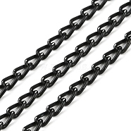 Rack Plating Aluminium Curb Chain, Twisted Chain, Black, 7.5x4.2x1mm 50m/roll(CHA-H002-03EB)