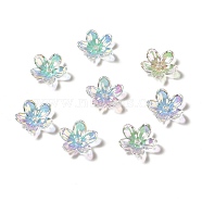 Transparent Acrylic Bead Caps, 5-Petal Flower, Clear AB, 11.5x12x3.5mm, Hole: 1.5mm(X-OACR-H016-02)