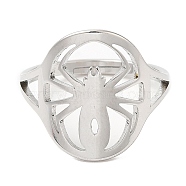 304 Stainless Steel Hollow Spider Adjustable Ring for Women, Stainless Steel Color, Inner Diameter: 16.2mm(RJEW-M149-07P)