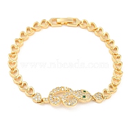 Golden Brass Micro Pave Cubic Zirconia Link Bracelets, Snake, 7-1/4 inch(18.5cm), Link: 31.5x12.5x3mm(BJEW-P314-A05-G)