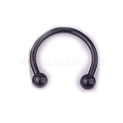 303 Stainless Steel Circular/Horseshoe Barbell Nose Rings, Nose Piercing Jewelry for Women, Black, Inner Diameter: 8mm, Pin: 1.2mm, 17 Gauge(WG86D19-07)