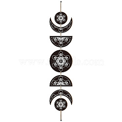 Moon Phase Wood Hanging Wall Decorations, with Cotton Thread Tassels, for Home Wall Decorations, Geometric Pattern, 72.5cm(HJEW-WH0054-008)