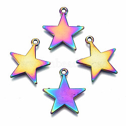 Rainbow Color Alloy Pendants, Cadmium Free & Lead Free, Star, 23x20.5x1.5mm, Hole: 2mm(PALLOY-S180-059-RS)