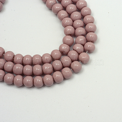 Painted Glass Beads Strands, Baking Paint, Round, Rosy Brown, 6mm, Hole: 1.3~1.6mm, about 133pcs/strand, 31.4 inch(X-DGLA-S071-6mm-B24)