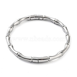 Non-Tarnish 201 Stainless Steel Hinged Bangle, Bamboo, Inner Diameter: 2-1/4x1-7/8 inch(5.6x4.8cm)(STAS-Z057-01E)